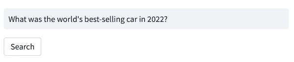 Search query for best-selling car in 2022